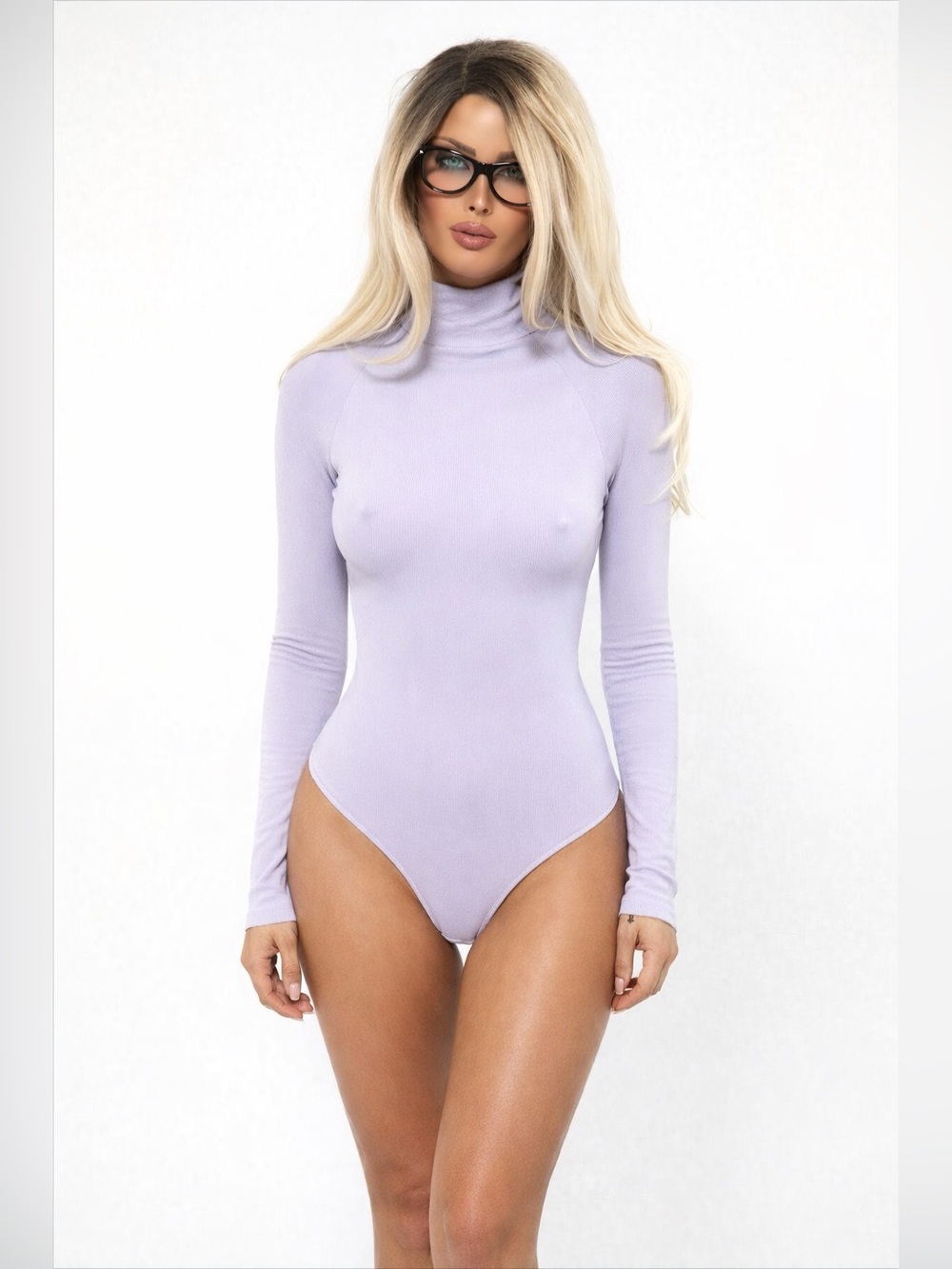 Free People Intimately Mock Neck Turtleneck Bodysuit Purple Medium M/L